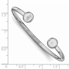 Sterling Silver Rhodium-plated Polished 3mm Children's Cuff Bangle QB835