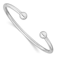Sterling Silver Rhodium-plated Polished 3mm Children's Cuff Bangle QB835