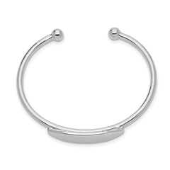 Sterling Silver Rhodium-plated Polished ID Children's Cuff Bangle QB836