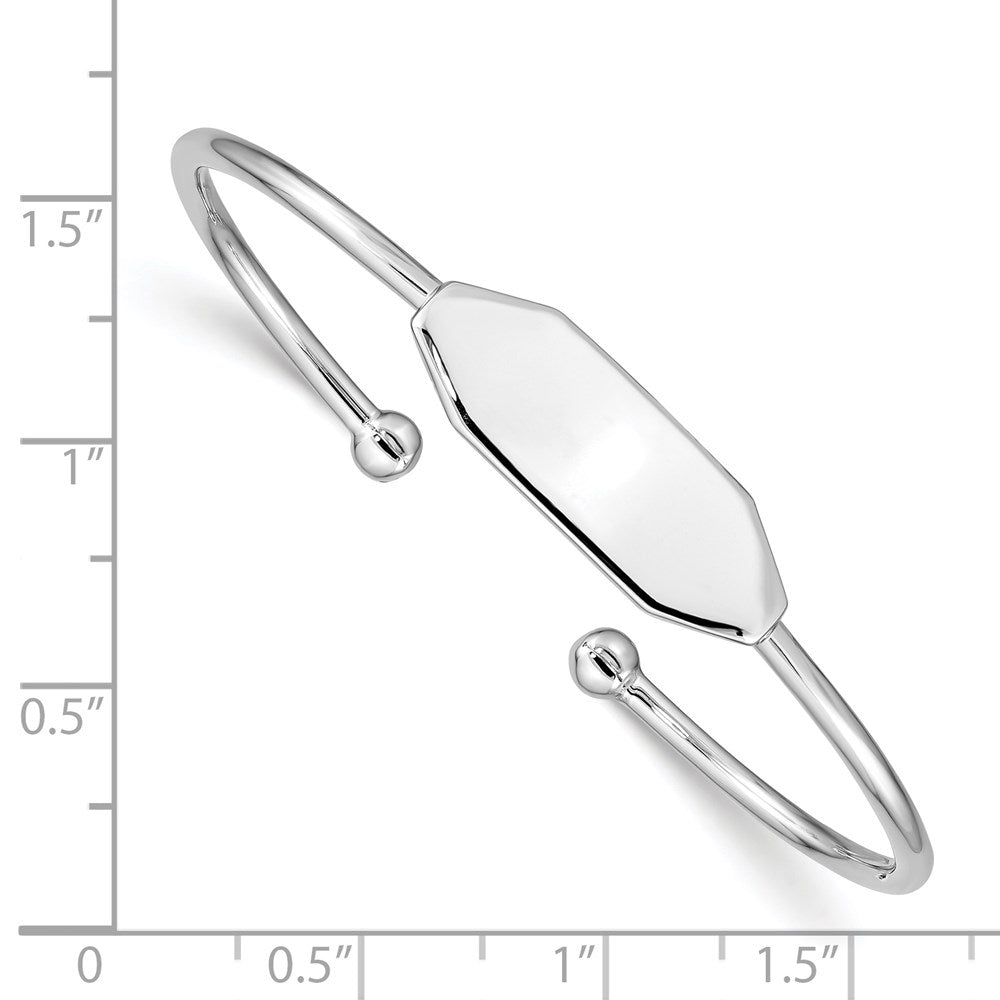 Sterling Silver Rhodium-plated Polished ID Children's Cuff Bangle QB838