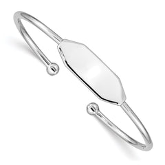 Sterling Silver Rhodium-plated Polished ID Children's Cuff Bangle QB838
