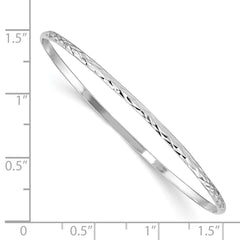 Sterling Silver RH-plated Polished & D/C 2mm Slip On Children's Bangle QB851