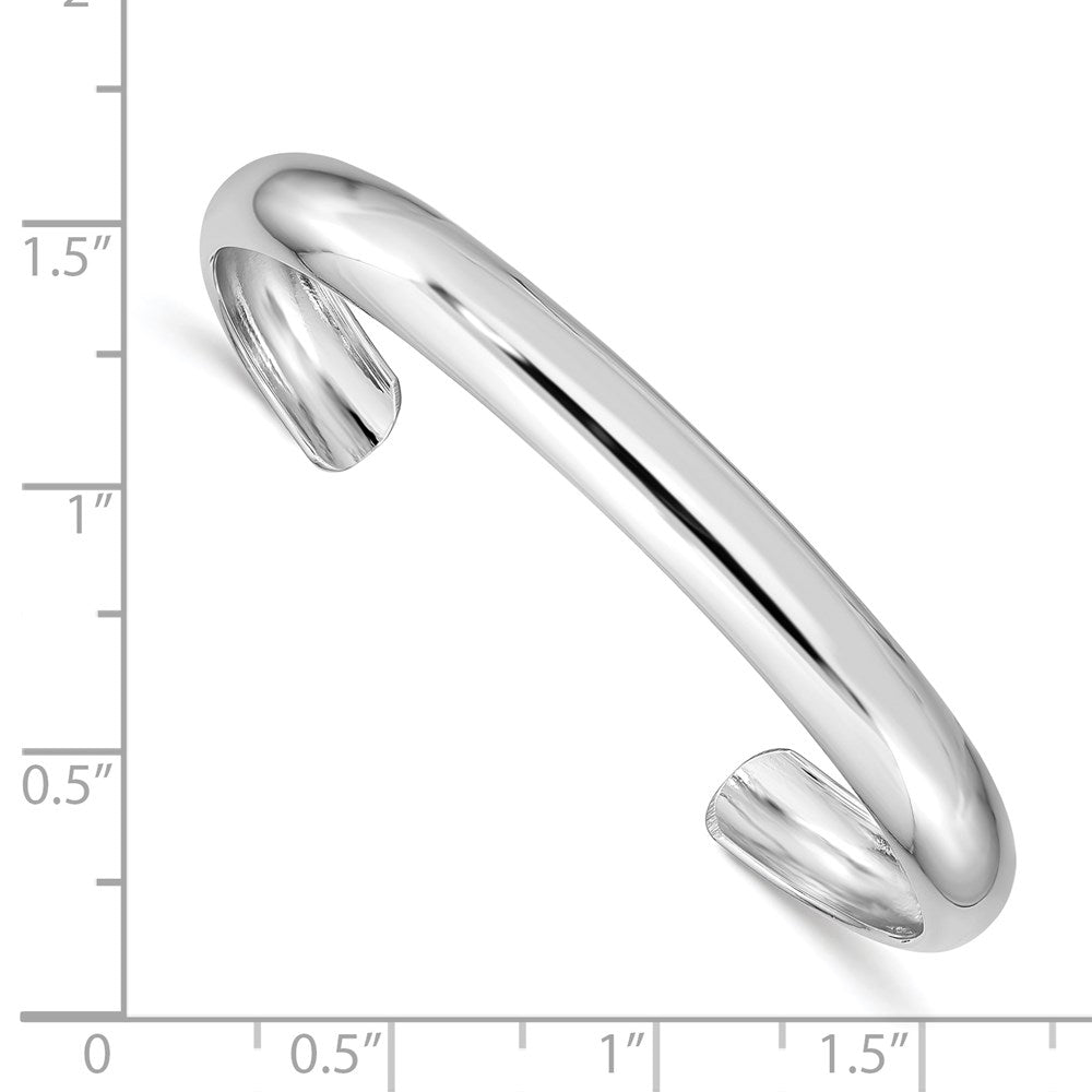 Sterling Silver Rhod-plated Polished & Domed 6mm Children's Cuff Bangle QB866
