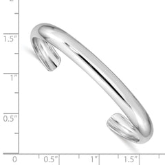Sterling Silver Rhod-plated Polished & Domed 6mm Children's Cuff Bangle QB866