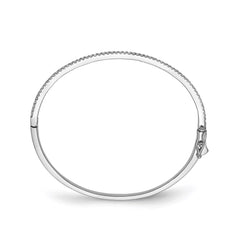 Sterling Shimmer Sterling Silver Rhodium-plated 62 Stone CZ Hinged Bangle Bracelet QB881