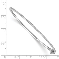 Sterling Shimmer Sterling Silver Rhodium-plated 62 Stone CZ Hinged Bangle Bracelet QB881