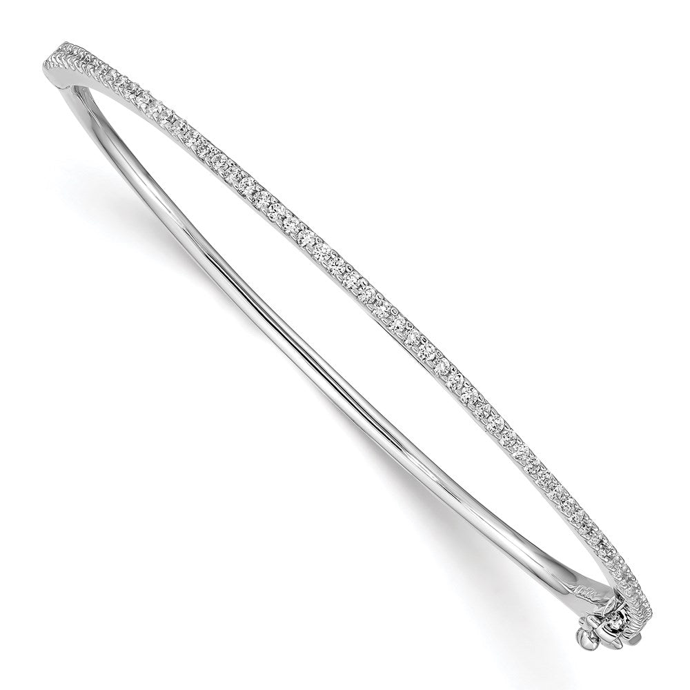 Sterling Shimmer Sterling Silver Rhodium-plated 62 Stone CZ Hinged Bangle Bracelet QB881