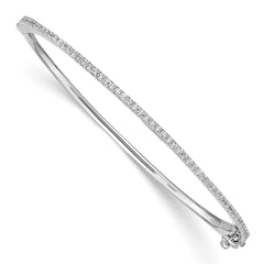 Sterling Shimmer Sterling Silver Rhodium-plated 62 Stone CZ Hinged Bangle Bracelet QB881