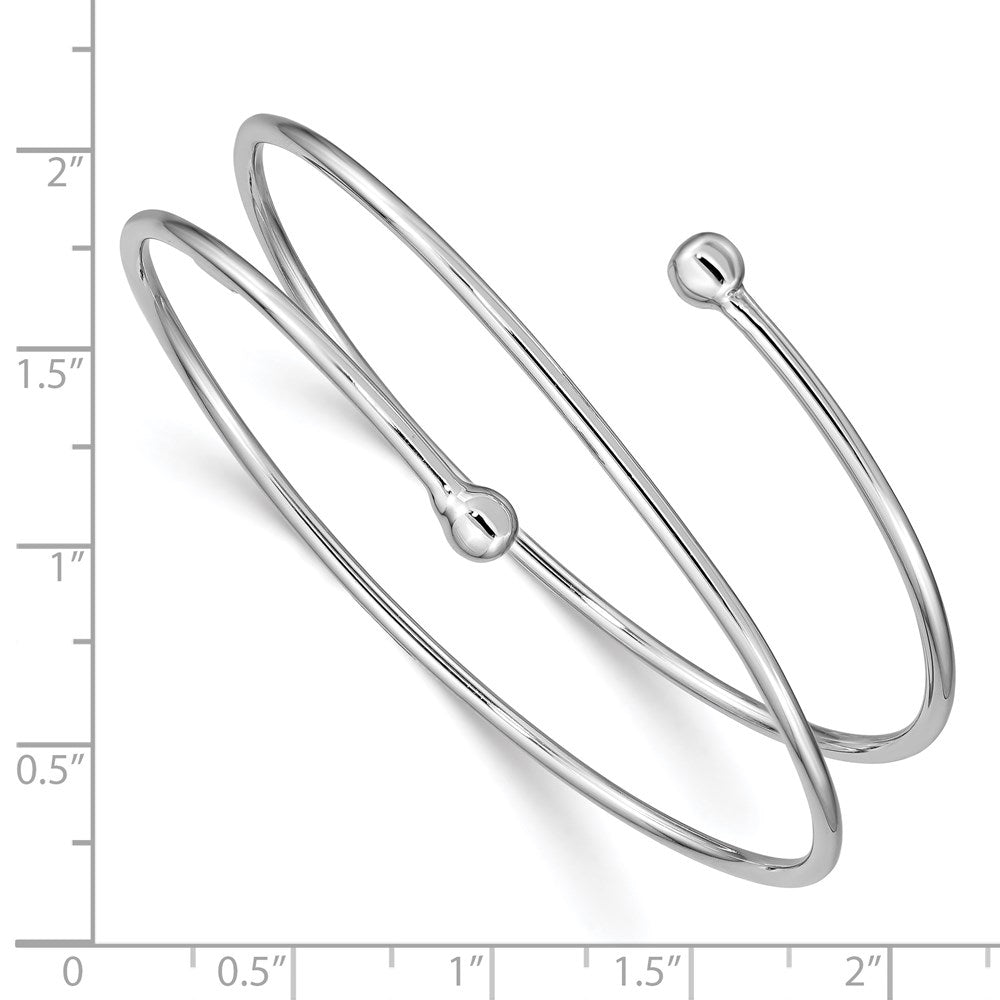 Sterling Silver Rhodium-plated Flexible Wrap Bangle QB899
