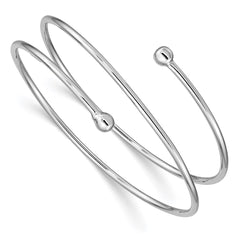 Sterling Silver Rhodium-plated Flexible Wrap Bangle QB899