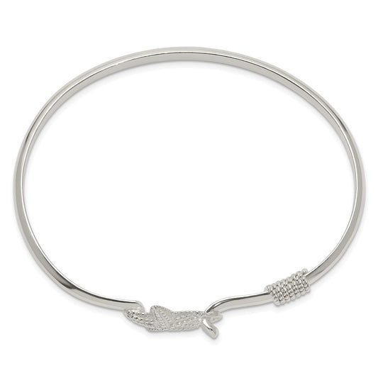 Sterling Silver Polished and Textured Starfish Bangle QB910