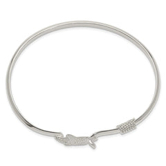 Sterling Silver Polished and Textured Starfish Bangle QB910