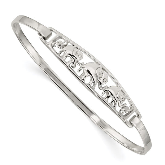 Sterling Silver Elephant Hinged Bangle QB915