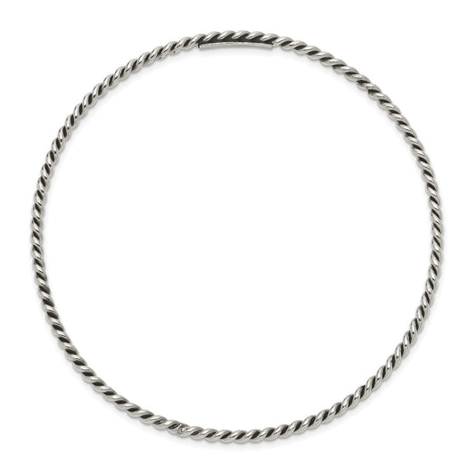 Sterling Silver Antiqued 2mm Twisted Slip-on Bangle QB926