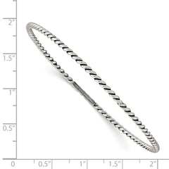 Sterling Silver Antiqued 2mm Twisted Slip-on Bangle QB926