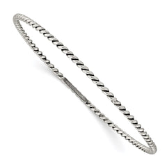 Sterling Silver Antiqued 2mm Twisted Slip-on Bangle QB926