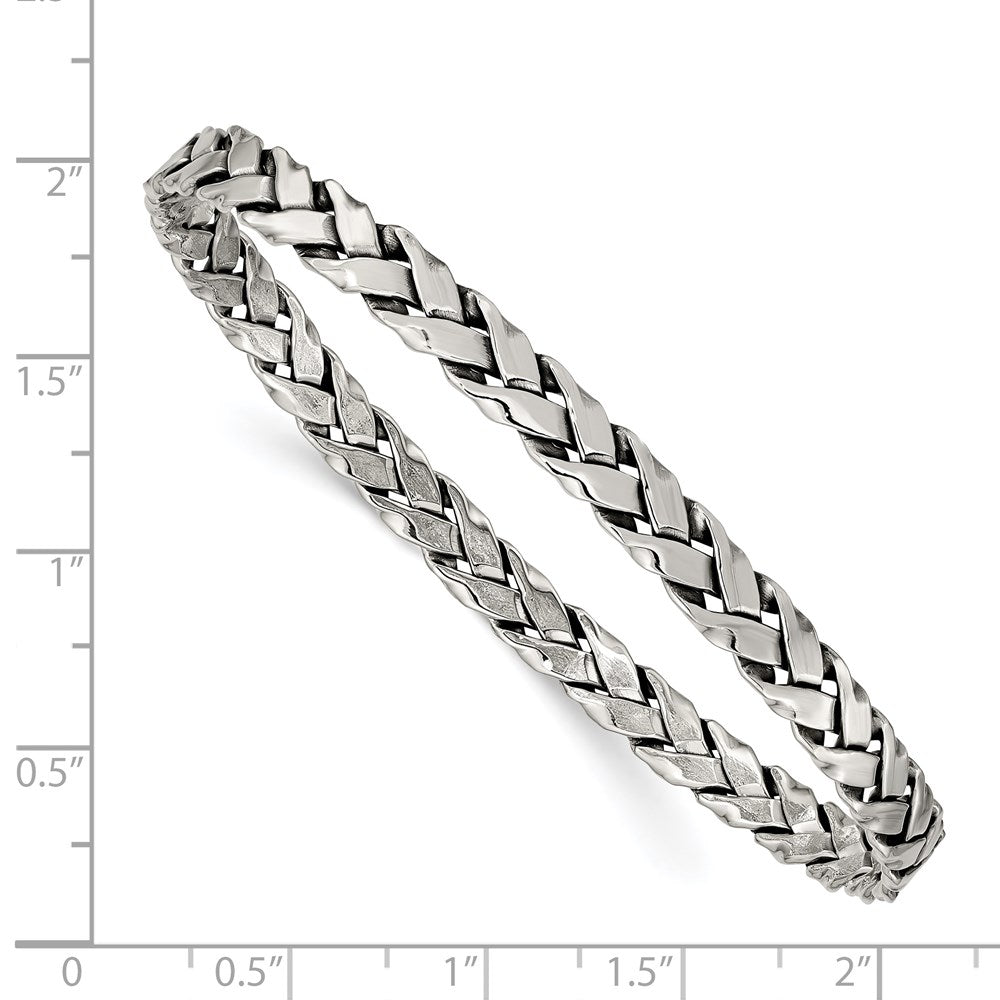 Sterling Silver Antiqued 5.25mm Slip-on Bangle QB928