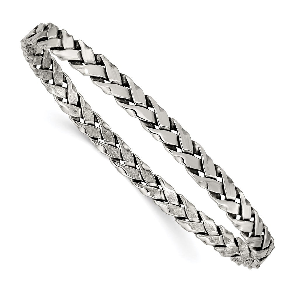 Sterling Silver Antiqued 5.25mm Slip-on Bangle QB928