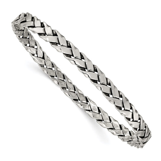 Sterling Silver Antiqued 5.25mm Slip-on Bangle QB928