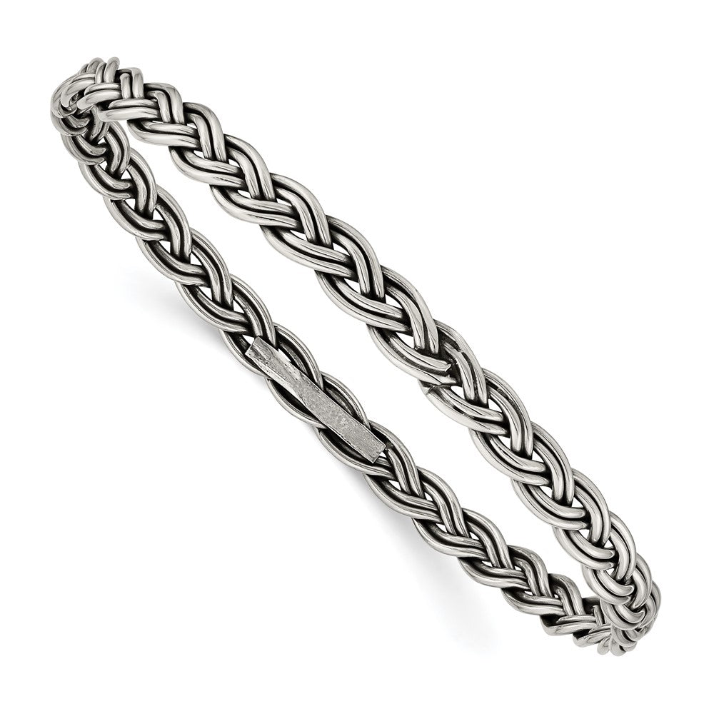 Sterling Silver Antiqued 5.25mm Slip-on Bangle QB930