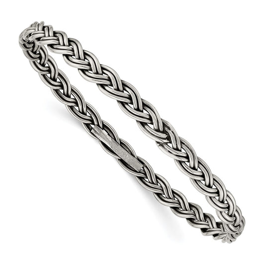 Sterling Silver Antiqued 5.25mm Slip-on Bangle QB930