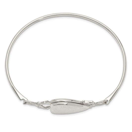Sterling Silver 22mm Heart Locket Flexible Bangle Bracelet QB988