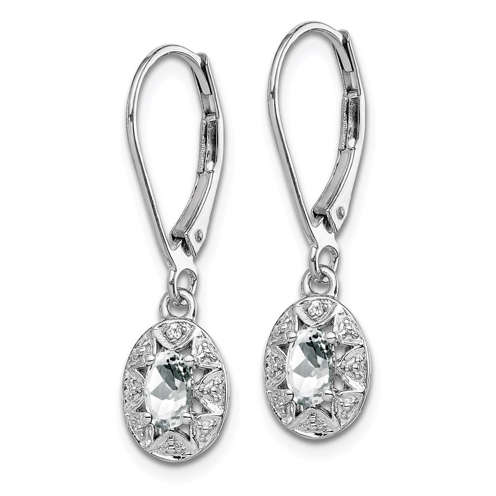 QBE10APR Sterling Silver Rhodium-plated Diam. & White Topaz Earrings