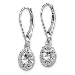 QBE10APR Sterling Silver Rhodium-plated Diam. & White Topaz Earrings