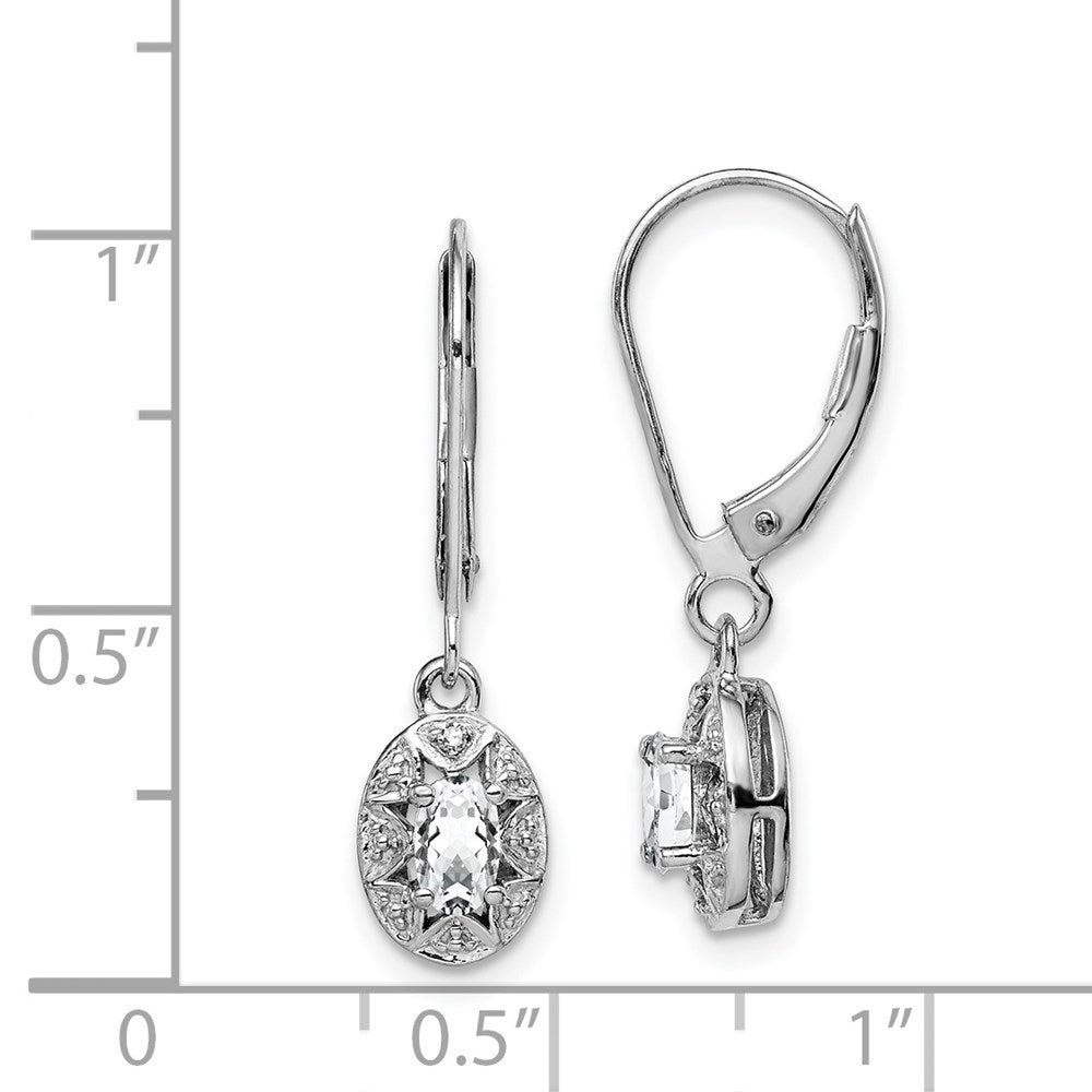 QBE10APR Sterling Silver Rhodium-plated Diam. & White Topaz Earrings