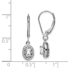 QBE10APR Sterling Silver Rhodium-plated Diam. & White Topaz Earrings