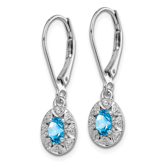 QBE10DEC Sterling Silver Rhodium-plated Diam. & Blue Topaz Earrings