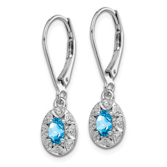 QBE10DEC Sterling Silver Rhodium-plated Diam. & Blue Topaz Earrings