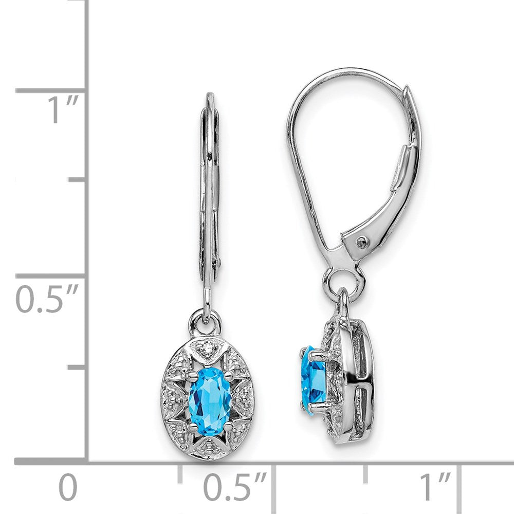 QBE10DEC Sterling Silver Rhodium-plated Diam. & Blue Topaz Earrings