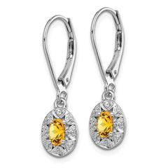 QBE10NOV Sterling Silver Rhodium-plated Diam. & Citrine Earrings