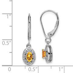 QBE10NOV Sterling Silver Rhodium-plated Diam. & Citrine Earrings