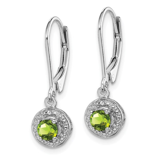 QBE11AUG Sterling Silver Rhodium-plated Diam. & Peridot Earrings