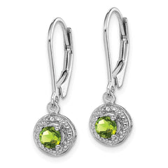 QBE11AUG Sterling Silver Rhodium-plated Diam. & Peridot Earrings