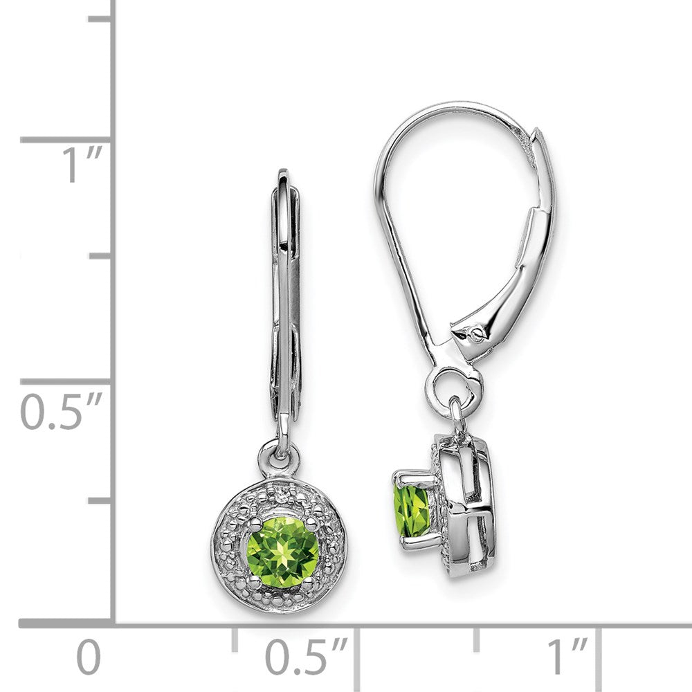 QBE11AUG Sterling Silver Rhodium-plated Diam. & Peridot Earrings