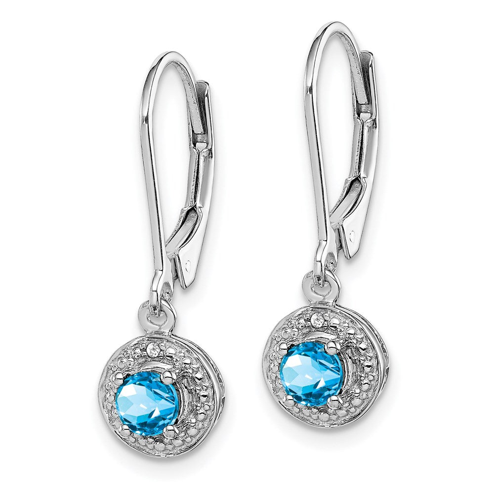 QBE11DEC Sterling Silver Rhodium-plated Diam. & Blue Topaz Earrings