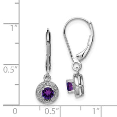 QBE11FEB Sterling Silver Rhodium-plated Diam. & Amethyst Earrings