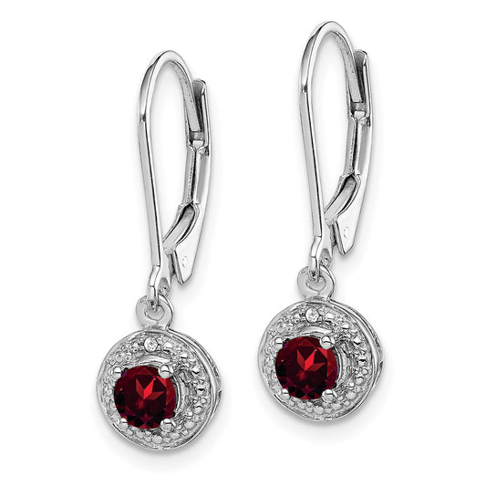 QBE11JAN Sterling Silver Rhodium-plated Diam. & Garnet Earrings