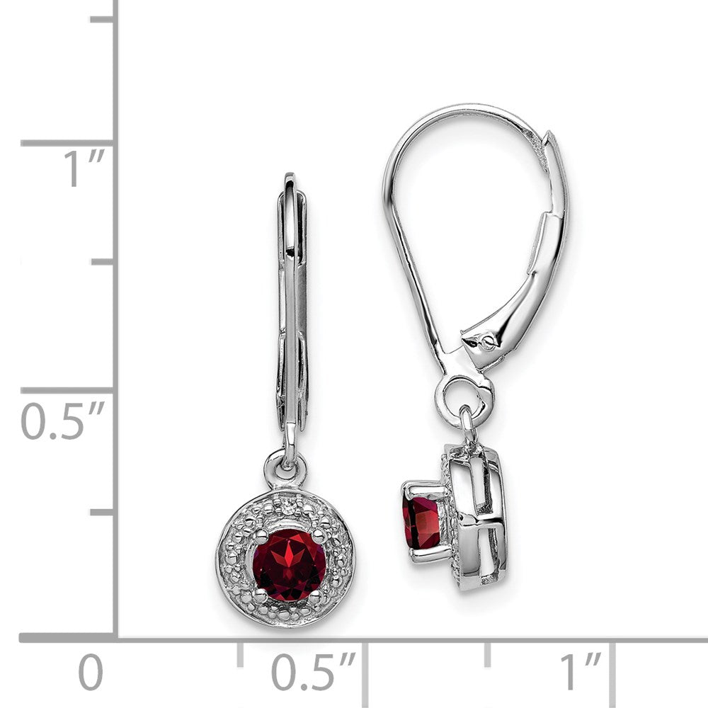 QBE11JAN Sterling Silver Rhodium-plated Diam. & Garnet Earrings