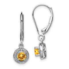 QBE11NOV Sterling Silver Rhodium-plated Diam. & Citrine Earrings