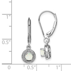 QBE11OCT Sterling Silver Rhodium-plated Diam. & Created Opal Earrings