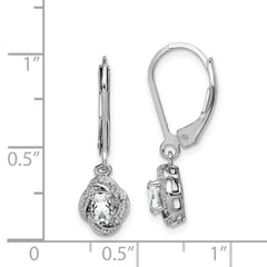 QBE12APR Sterling Silver Rhodium-plated Diam. & White Topaz Earrings