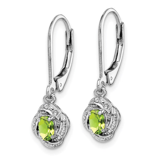 QBE12AUG Sterling Silver Rhodium-plated Diam. & Peridot Earrings