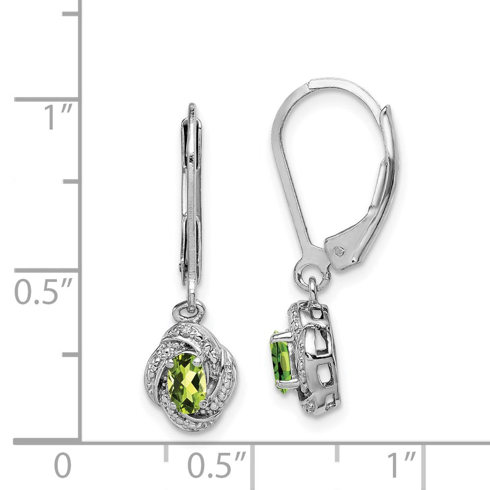 QBE12AUG Sterling Silver Rhodium-plated Diam. & Peridot Earrings