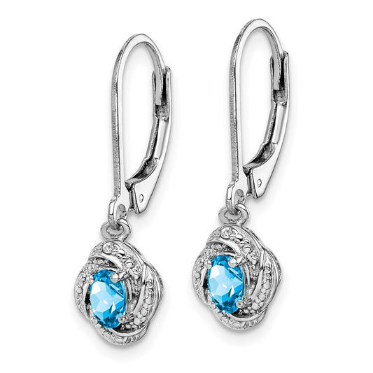 QBE12DEC Sterling Silver Rhodium-plated Diam. & Blue Topaz Earrings