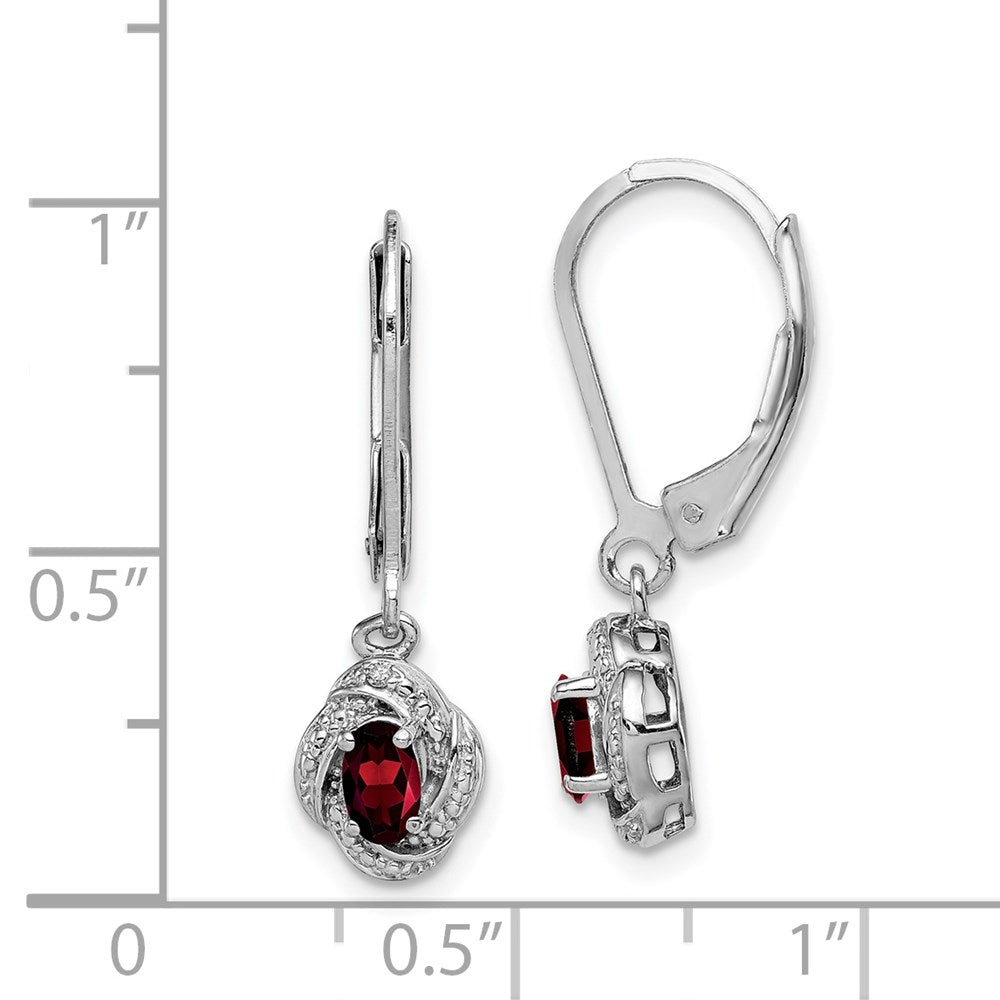 QBE12JAN Sterling Silver Rhodium-plated Diam. & Garnet Earrings