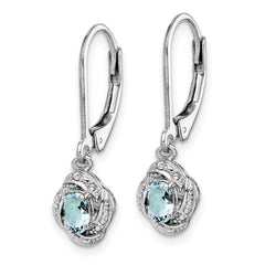 QBE12MAR Sterling Silver Rhodium-plated Diam. & Aquamarine Earrings